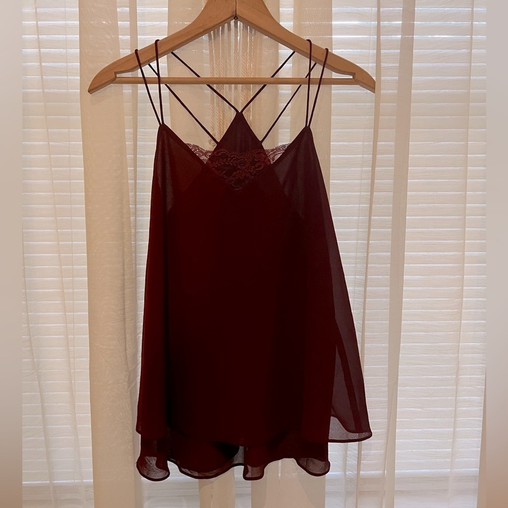 New Look Maroon Double layer Fabric Camisole Size 12